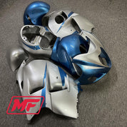 Monster Fairings Full Kit Suzuki GSXR1300 97-07 Silver / Blue + Windshield + Gas Tank Cover