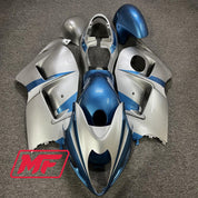 Monster Fairings Full Kit Suzuki GSXR1300 97-07 Silver / Blue + Windshield + Gas Tank Cover