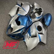Monster Fairings Full Kit Suzuki GSXR1300 97-07 Silver / Blue + Windshield + Gas Tank Cover