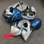 Monster Fairings Full Kit Suzuki GSXR1300 97-07 Silver / Blue + Windshield + Gas Tank Cover