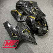 Monster Fairings Full Kit Suzuki GSXR600-750 04-05 Forged Carbon Fiber Style w/ Gold + Windshield + Gas Tank Cover