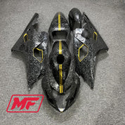 Monster Fairings Full Kit Suzuki GSXR600-750 04-05 Forged Carbon Fiber Style w/ Gold + Windshield + Gas Tank Cover