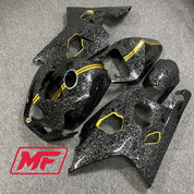 Monster Fairings Full Kit Suzuki GSXR600-750 04-05 Forged Carbon Fiber Style w/ Gold + Windshield + Gas Tank Cover