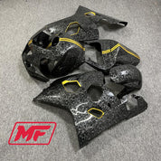 Monster Fairings Full Kit Suzuki GSXR600-750 04-05 Forged Carbon Fiber Style w/ Gold + Windshield + Gas Tank Cover