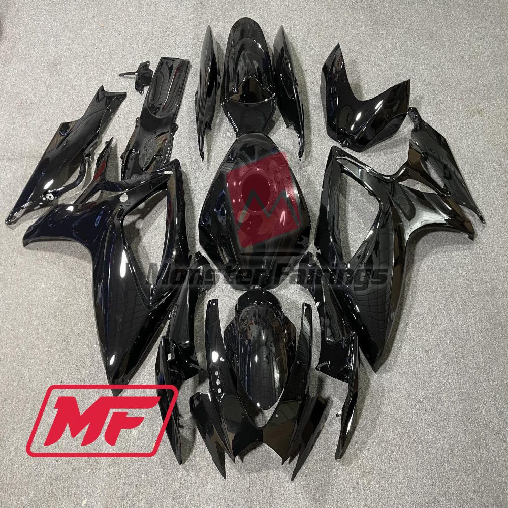 Monster Fairings Full Kit Suzuki GSXR600-750 06-07 Gloss Black + Windshield + Gas Tank Cover