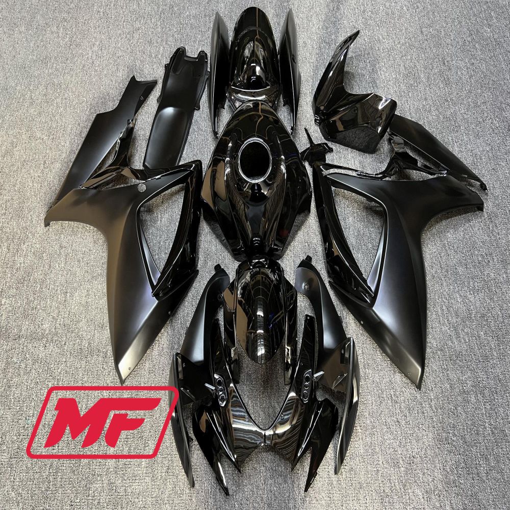 Monster Fairings Full Kit Suzuki GSXR600-750 06-07 Gloss and Matte Black + Windshield + Gas Tank Cover