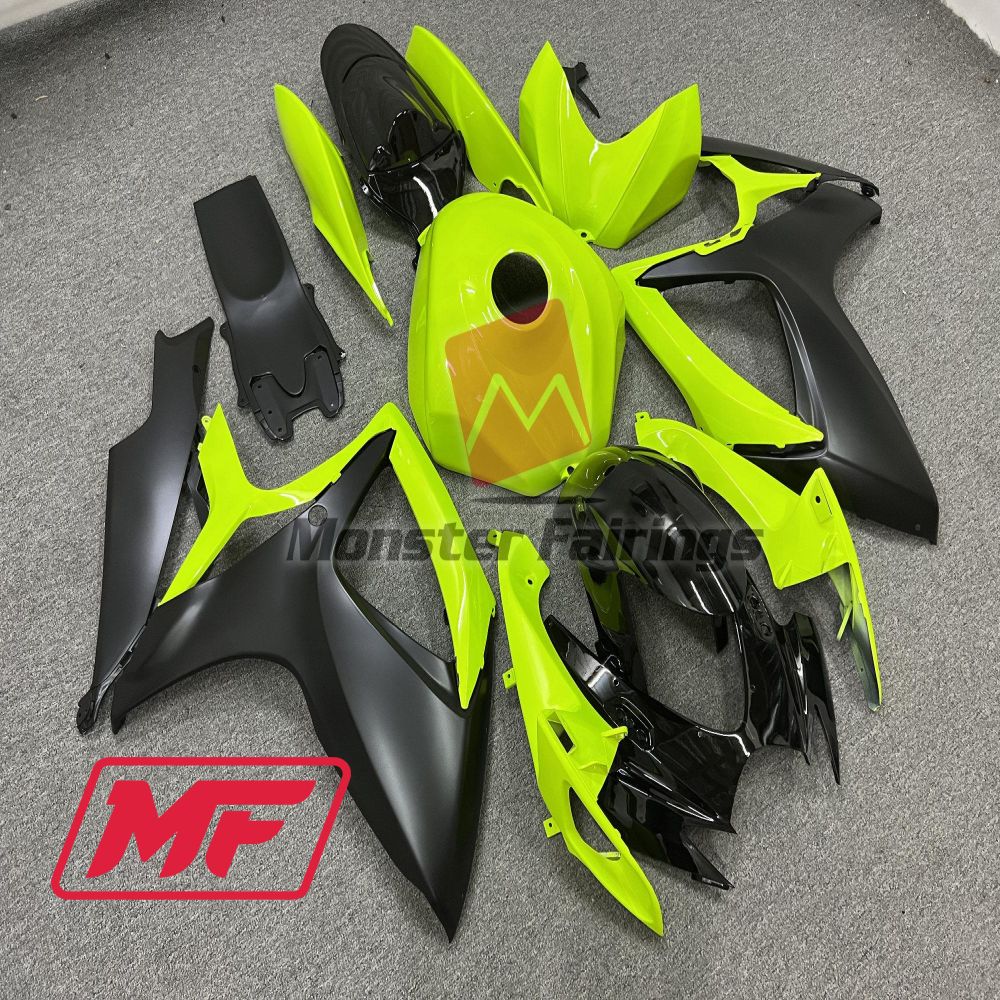 Monster Fairings Full Kit Suzuki GSXR600-750 06-07 Gloss Yellow and Black + Windshield + Gas Tank Cover