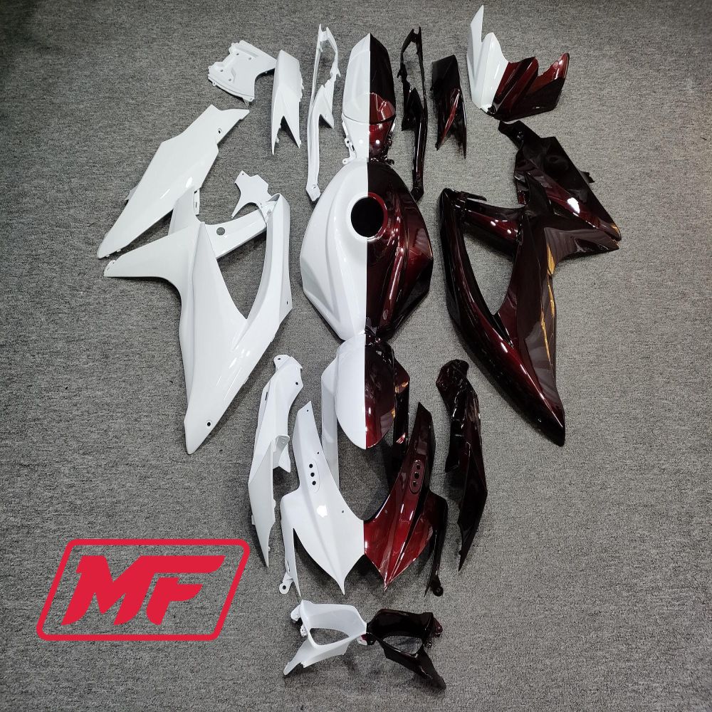 Monster Fairings Full Kit Suzuki GSXR600-750 08-10 Candy Red and White + Windshield + Gas Tank Cover