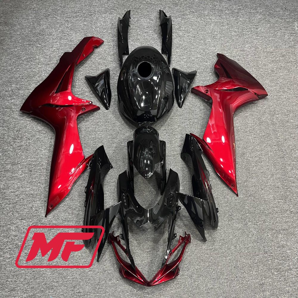 Monster Fairings Full Kit Suzuki GSXR600-750 11-22 Lava Black and Red + Windshield + Gas Tank Cover