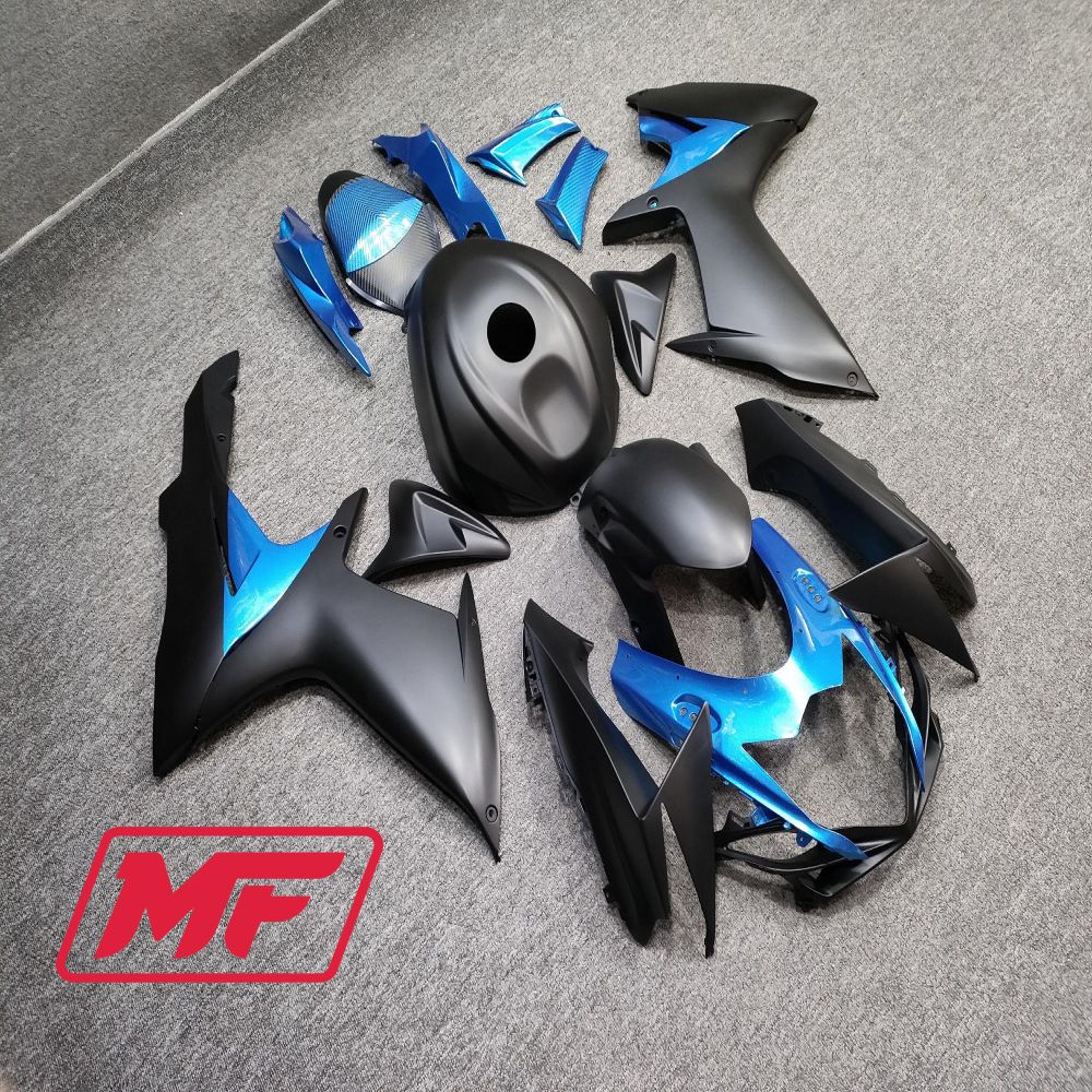 Monster Fairings Full Kit Suzuki GSXR600-750 11-22 Matte Blue and Black + Windshield + Gas Tank Cover