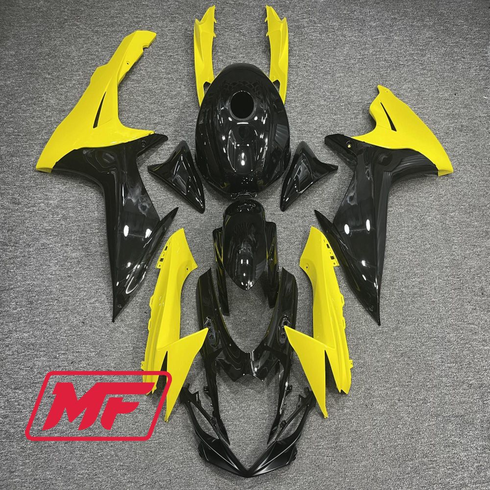 Monster Fairings Full Kit Suzuki GSXR600-750 11-22 Gloss Yellow and Black + Windshield + Gas Tank Cover