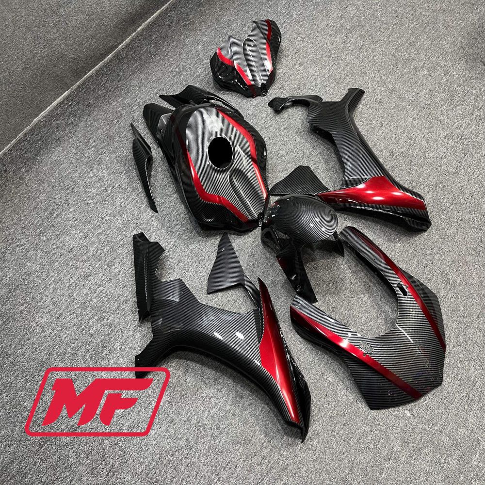 Monster Fairings Full Kit Yamaha R1 15-19 Red Carbon Fiber Style + Windshield + Gas Tank Cover