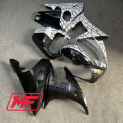 Monster Fairings Full Kit Yamaha R6 03-04 Black / White Split + Windshield + Gas Tank Cover