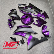 Monster Fairings Full Kit Yamaha R6 08-16 Matte Black and Purple Split + Windshield + Gas Tank Cover