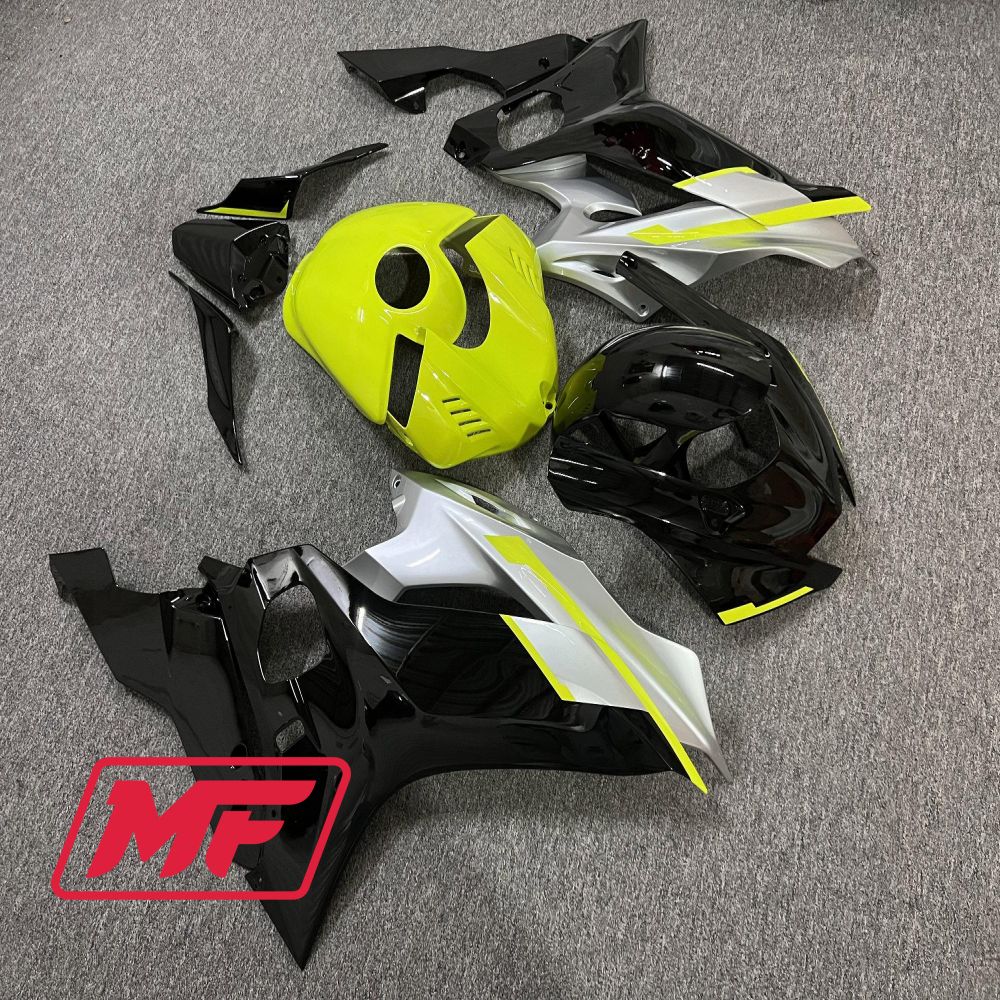 Monster Fairings Full Kit Yamaha R6 17-22 Black Silver Yellow + Windshield + Gas Tank Cover
