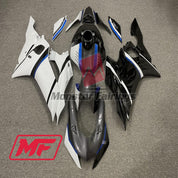 Monster Fairings Full Kit Yamaha R6 17-22 Sky Blue Carbon Fiber Style Split + Windshield + Gas Tank Cover