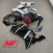 Monster Fairings Full Kit Yamaha R6 17-22 Sky Blue Carbon Fiber Style Split + Windshield + Gas Tank Cover