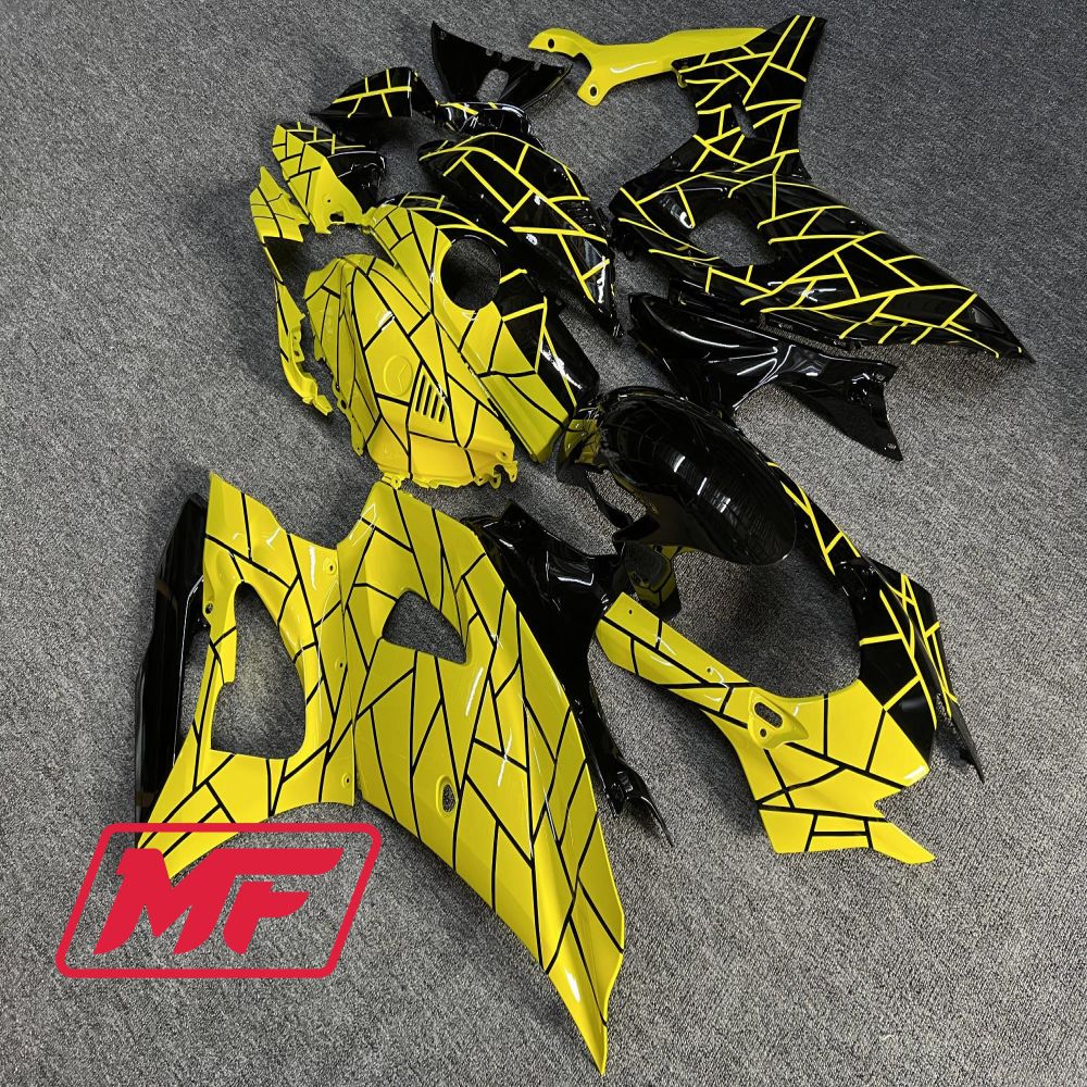 Monster Fairings Full Kit Yamaha R7 21-23 Yellow and Black Split + Windshield + Gas Tank Cover