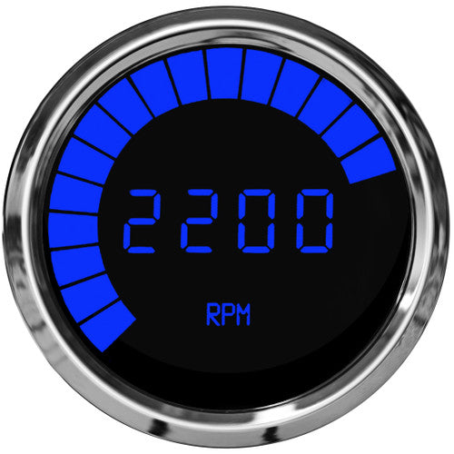 Intellitronix LED Digital (Bar) Tachometer Gauge - Black Faceplate With Chrome Bezel