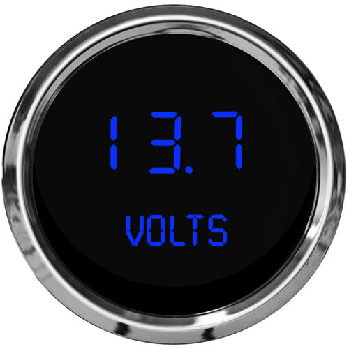 Intellitronix LED Digital Voltmeter Gauge - Black Faceplate With Chrome Bezel