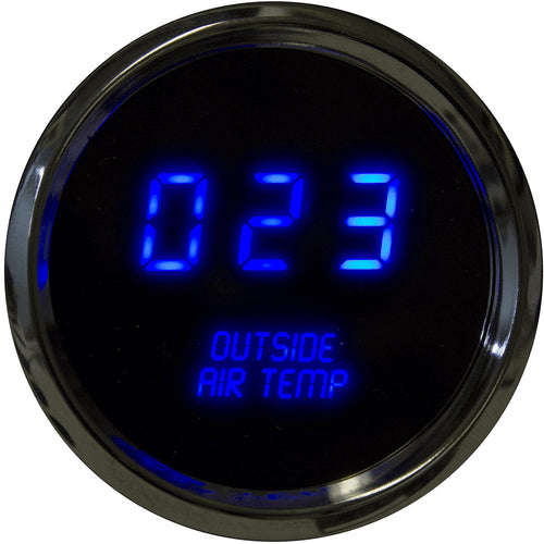 Medidor digital de temperatura exterior LED Intellitronix - Placa frontal negra con bisel cromado