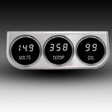Intellitronix LED Digital Voltmeter, Water Temperature, and Oil Pressure Gauge Set - Black Faceplate With Chrome Bezel