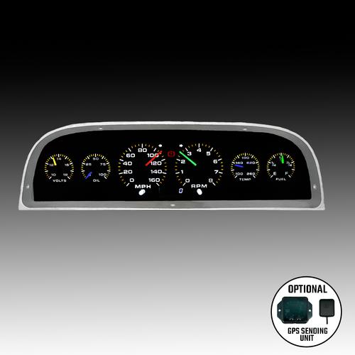 Reemplazo del conjunto de instrumentos analógicos Intellitronix (bisel no incluido) con placa frontal negra para Chevrolet Corvair 1960-1963