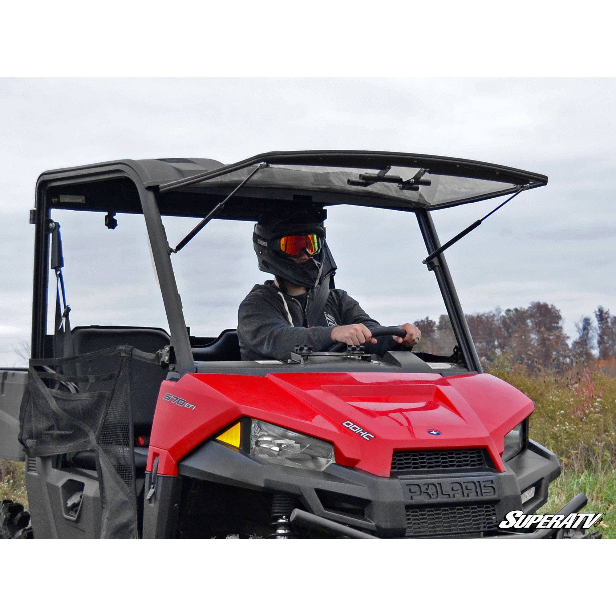 SuperATV Polaris Ranger Midsize Scratch Resistant Flip Windshield FWS-P-RANMID-70