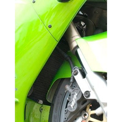 R&G Racing Black Aluminum Radiator Guard For 2000-2001 Kawasaki Ninja ZX12R ZX1200A