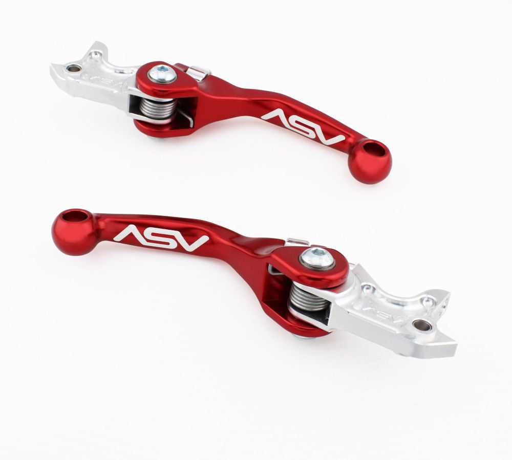 ASV F4 Front And Rear Brake Lever Pair Pack Shorty Red RFF40303