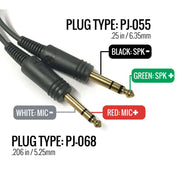 Rugged Air Replacement Main Cable for RA200 General Aviation Pilot Headsets CS-MH