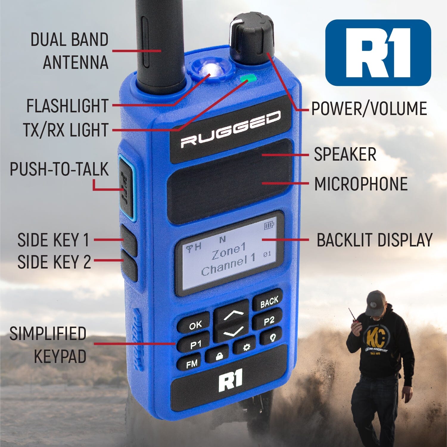 Rugged Radios 2 PACK - R1 Business Band Digital Analog Handheld Radio - By Rugged Radios R1-2-PACK