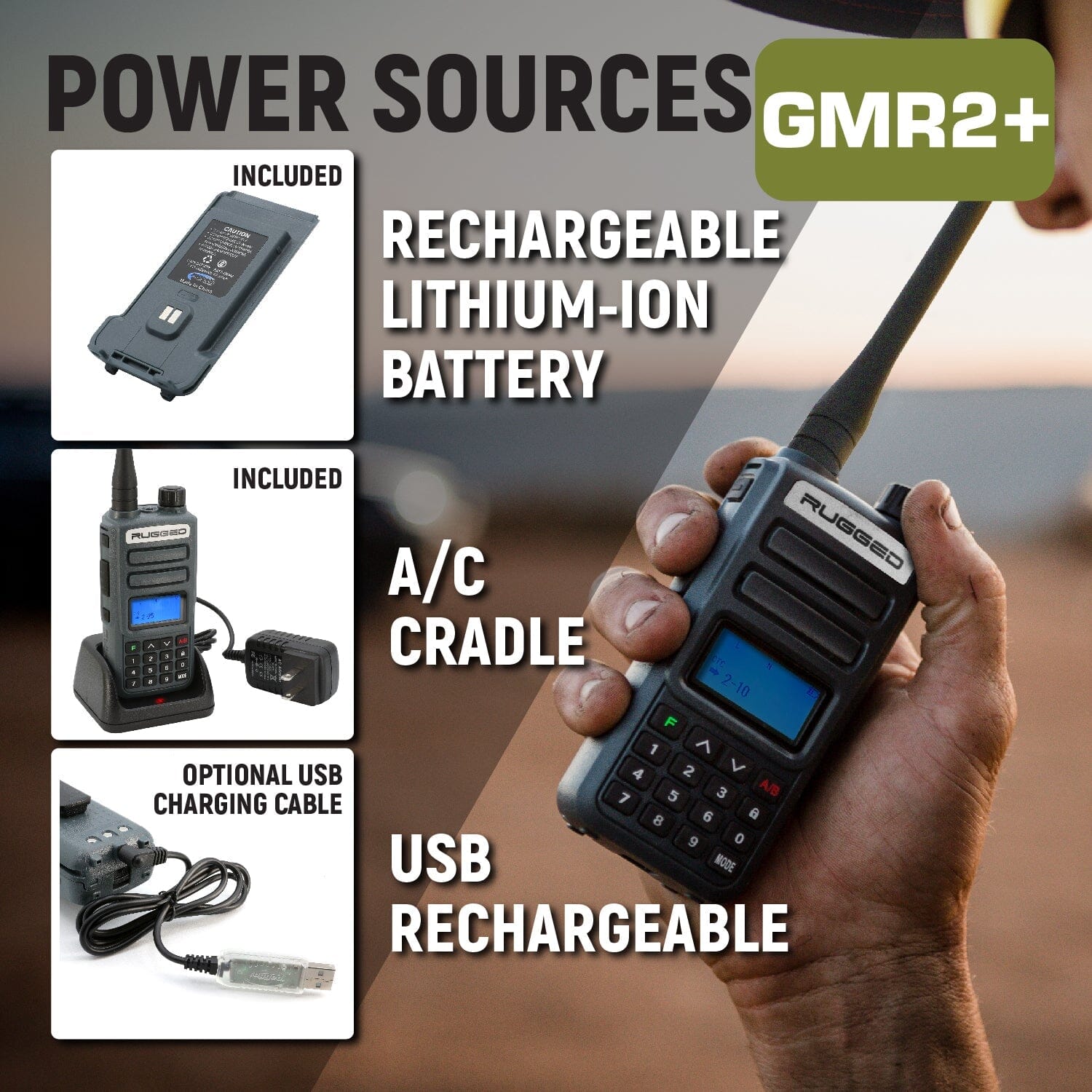 Rugged Radios 2 PACK - Rugged GMR2 PLUS GMRS and FRS Two Way Handheld Radios