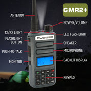 Rugged Radios ADVENTURE PACK - 2 PACK - GMR2 PLUS GMRS and FRS Two Way Handheld Radios with XL Batteries and Long Range Antennas - Grey RUGGED-ADVENTURE-PACK