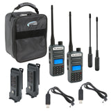 Rugged Radios ADVENTURE PACK - 2 PACK - GMR2 PLUS GMRS and FRS Two Way Handheld Radios with XL Batteries and Long Range Antennas - Grey RUGGED-ADVENTURE-PACK