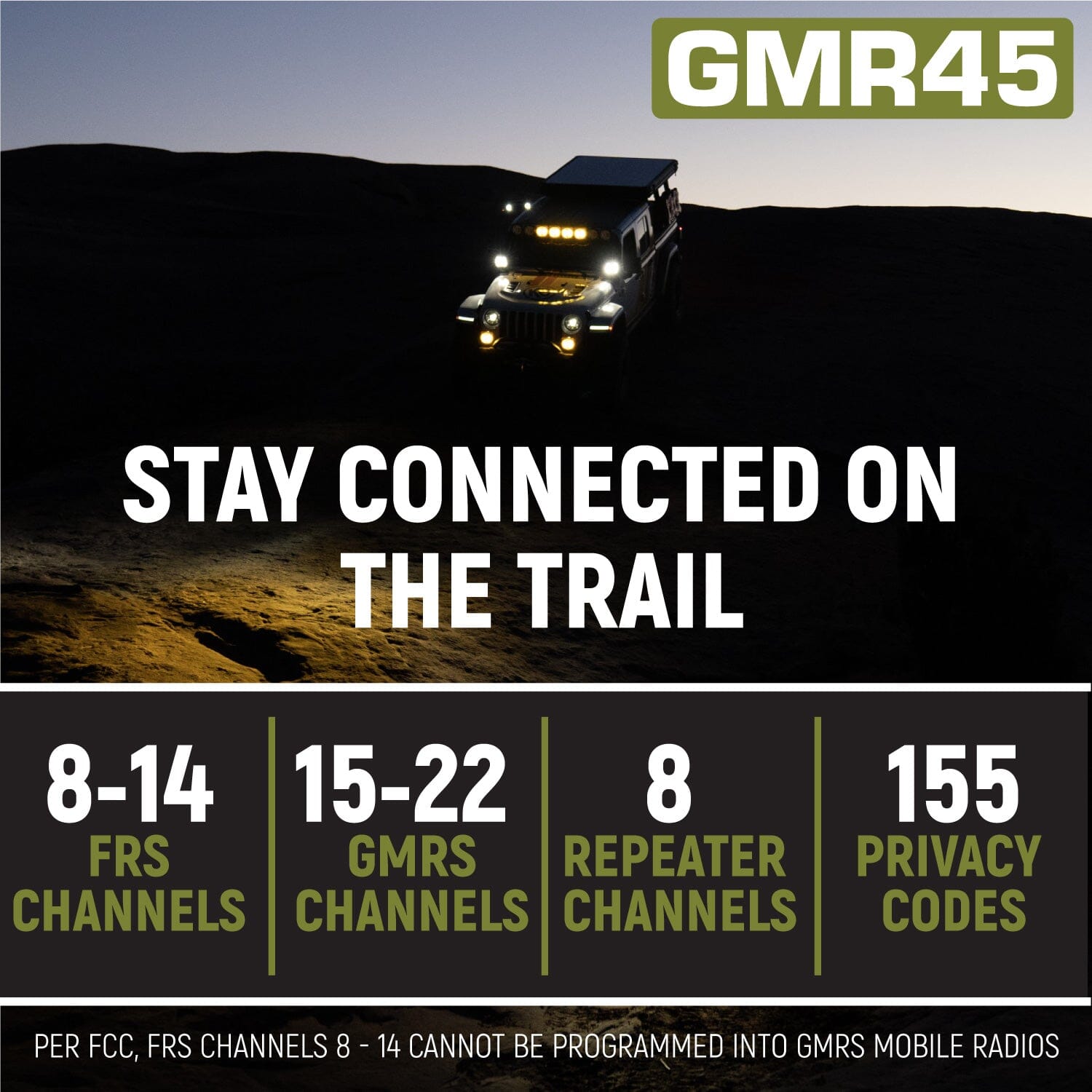 Rugged Radios Adventure Radio Kit - GMR45 Powerful GMRS Mobile Radio Kit and External Speaker RK-GMR45-SPK