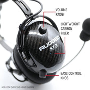 Rugged Radios AlphaBass Carbon Fiber Headset for STEREO and OFFROAD Intercoms