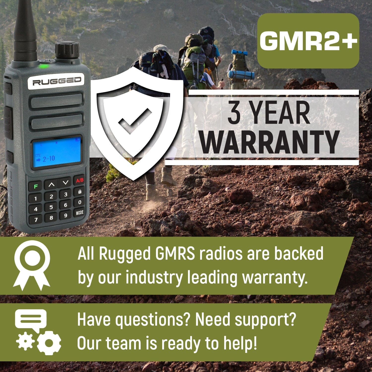 Rugged Radios BUNDLE - Rugged GMR2 PLUS GMRS and FRS Two Way Handheld Radio with Hand Mic GMR2-G