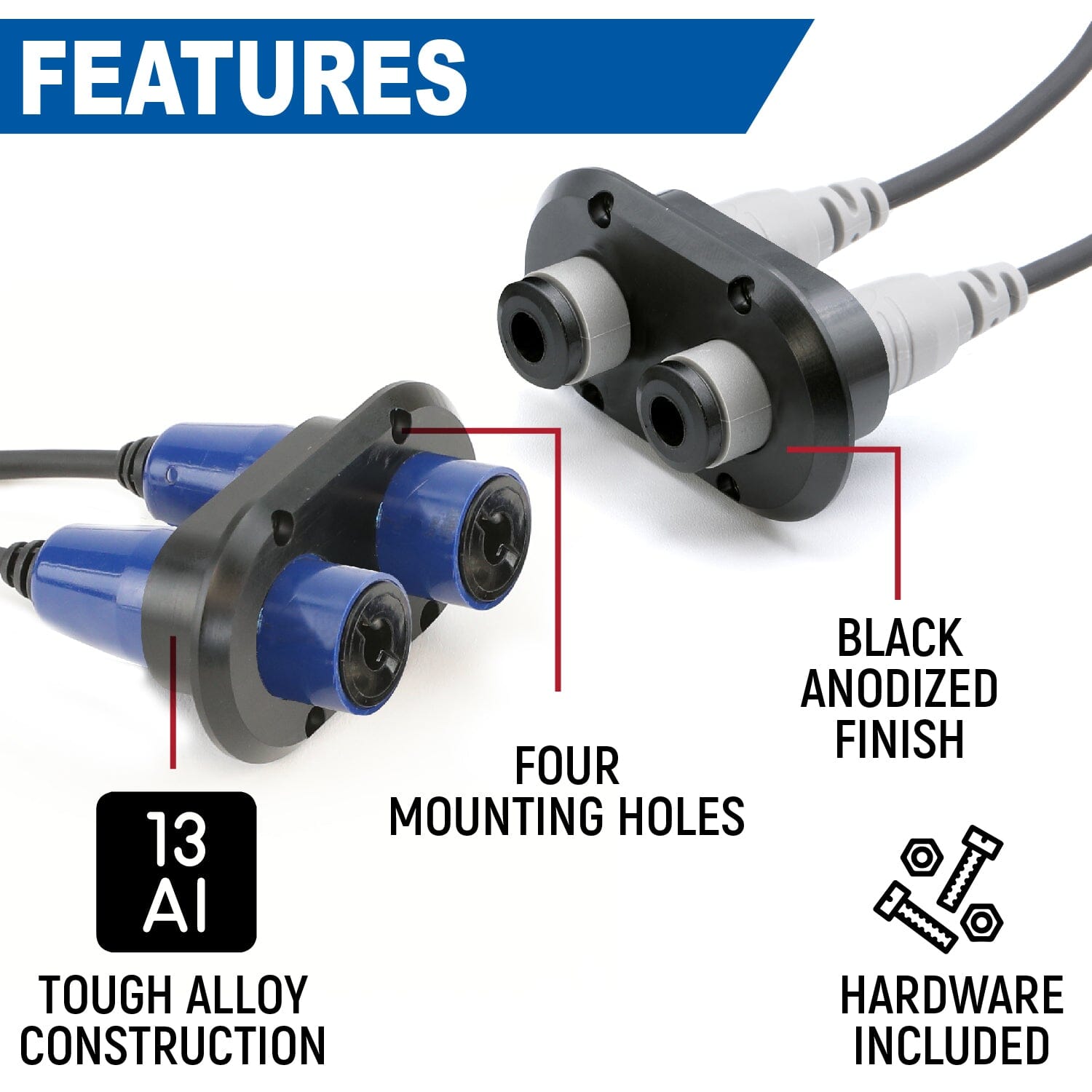 Rugged Radios Dual Headset / Helmet Jack Flush Mount