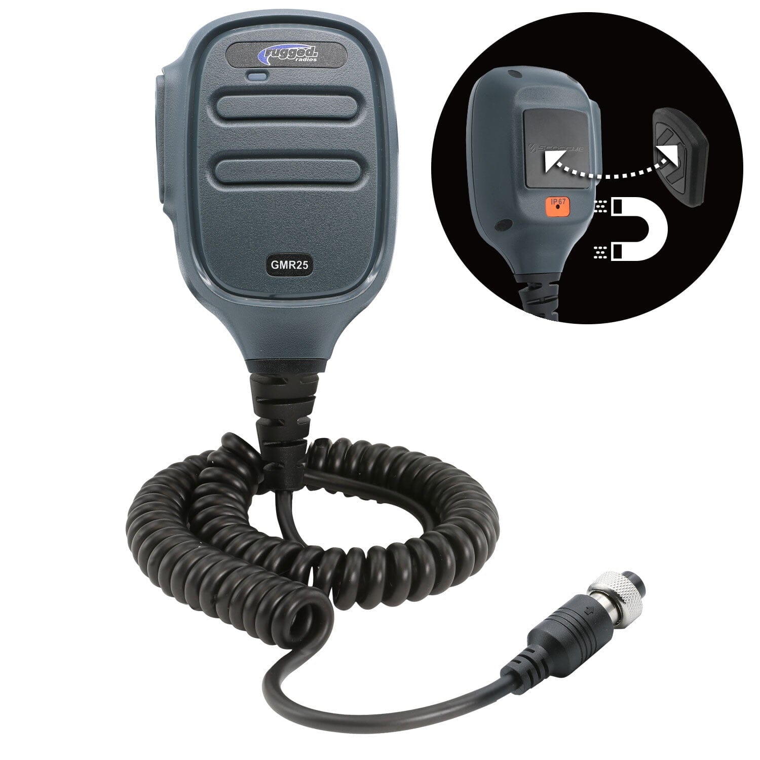 Hand Mic for GMR25 Mobile Radio with Scosche MagicMount