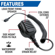 Rugged Radios Hand Speaker Mic Waterproof for Handheld Radios HM-RH