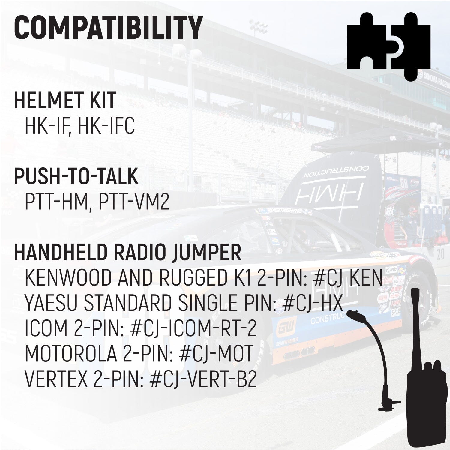 Rugged Radios IMSA 4-Conductor 4C Circle Track Road Race Car Harness CH-I-2