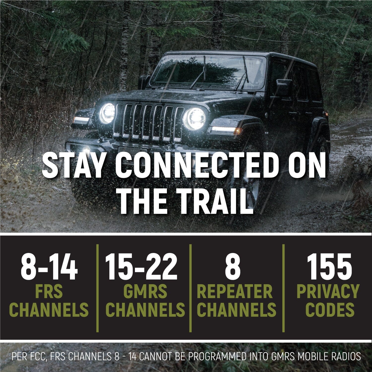 Jeep Wrangler JL, JLU, and Gladiator JT Two-Way GMRS Mobile Radio Kit