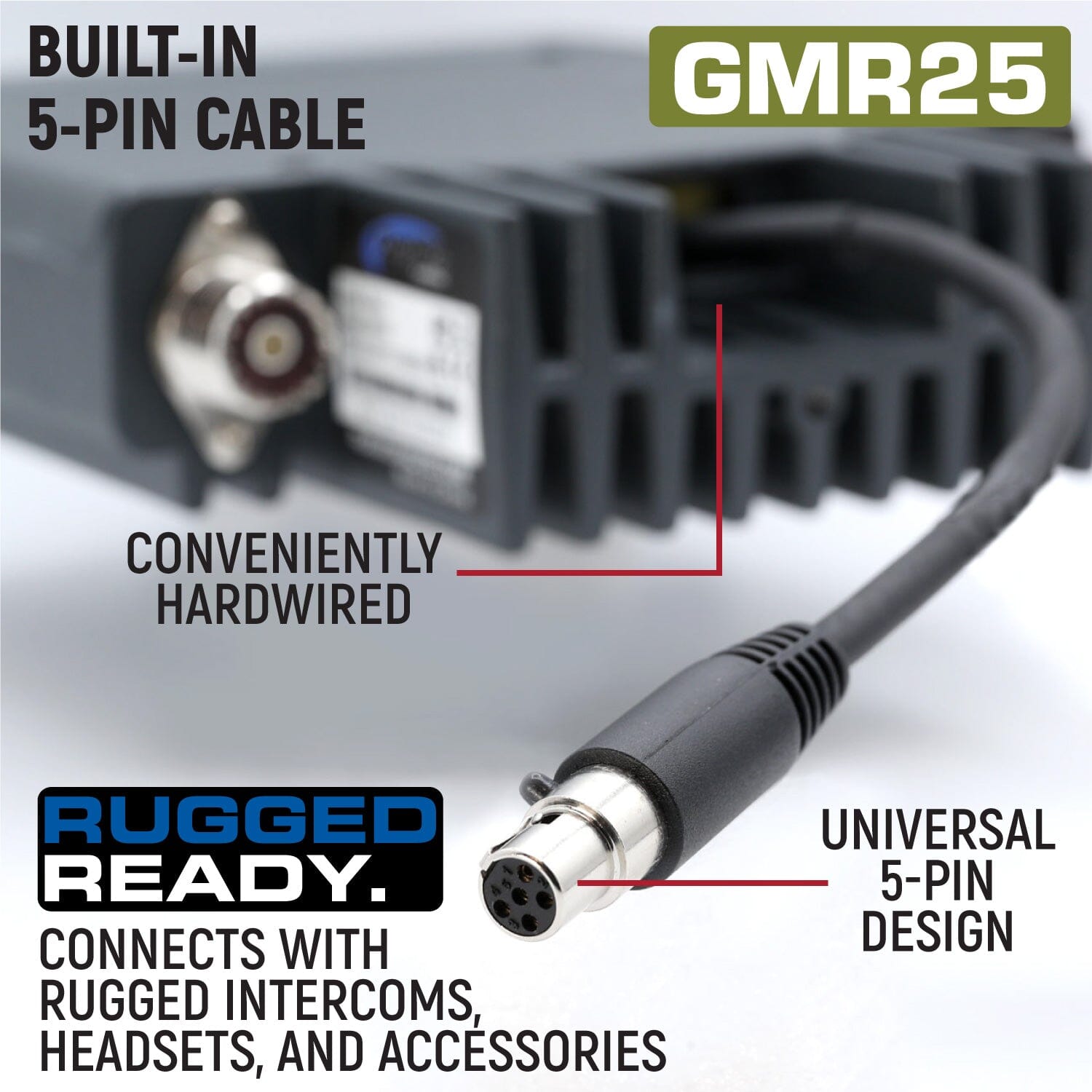 Rugged Radios Radio Kit - GMR25 Waterproof GMRS Band Mobile Radio with Antenna RK-GMR25