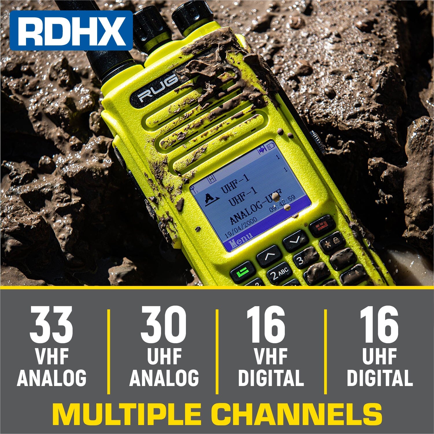 Rugged Radios Rugged RDH-X Waterproof Business Band Handheld Radio - Digital and Analog