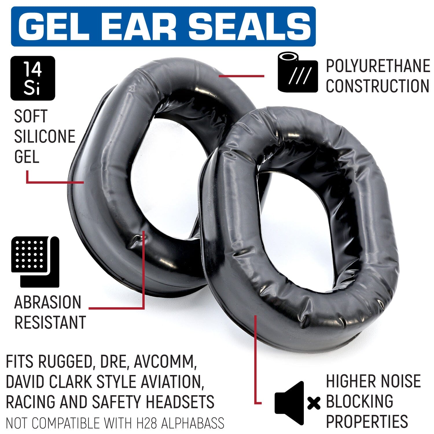 Rugged Radios Ultimate Comfort Gel Ear Seals for Headsets EARSEAL-GEL-XL