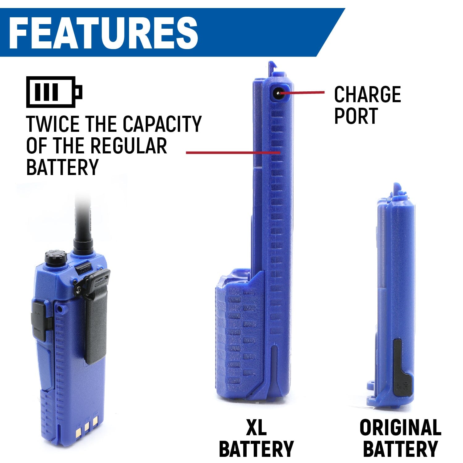 Rugged Radios V3 / RH5R Handheld Radio High Capacity 3800mAH Battery BAT-RH5R-XL