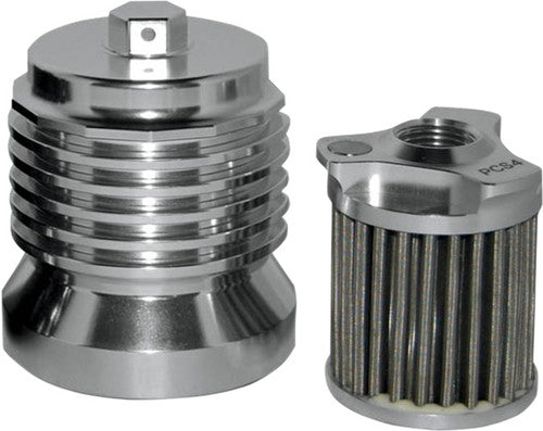 PC Racing - PCS4C - FLO Spin On Stainless Steel Oil Filter, Polished