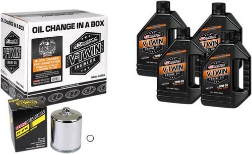 Maxima Quick Change Mineral Oil Kit Chrome 20W-50 #90-069014C Harley Davidson