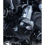 Cubierta de cárter de motor R&G Racing negra con corte oblicuo izquierdo para Kawasaki Ninja 650 EX650 2017-2024